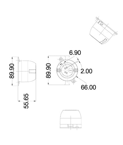 3-Pin Rear Connecting Single Surface Socket (10pcs Pack)