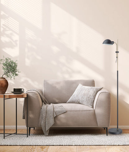 TETTU: Adjustable Height Swivel Head Sand Black Floor Lamps