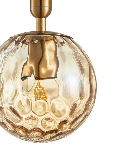 TRATTINO: Interior Bronze Amber /Smokey Black Spherical Glass Multiple Bar Base Pendant Lights