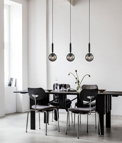 TRATTINO: Interior Bronze Amber / Smokey Black Spherical Glass Pendant Lights