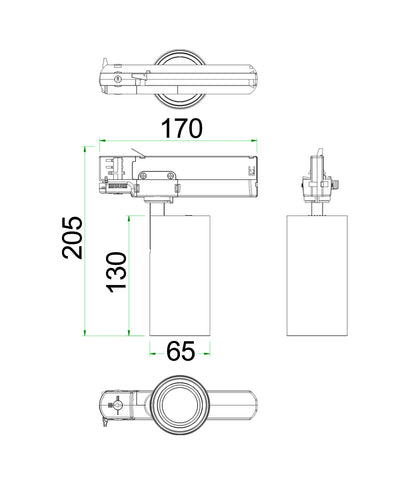 4 Wire 3 Circuit LED Tri-CCT Dimmable Track Head Fittings
