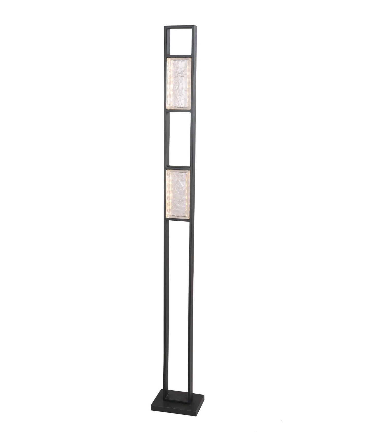ZEIGEL: Interior LED Rectangular Textured Ice Glass Diffuser Floor Lamps