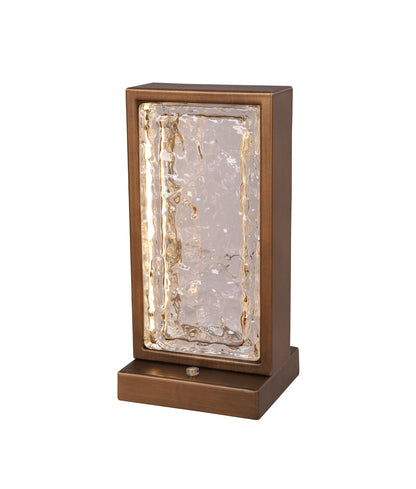 ZEIGEL: Interior LED Rectangular Textured Ice Glass Diffuser Table Lamps